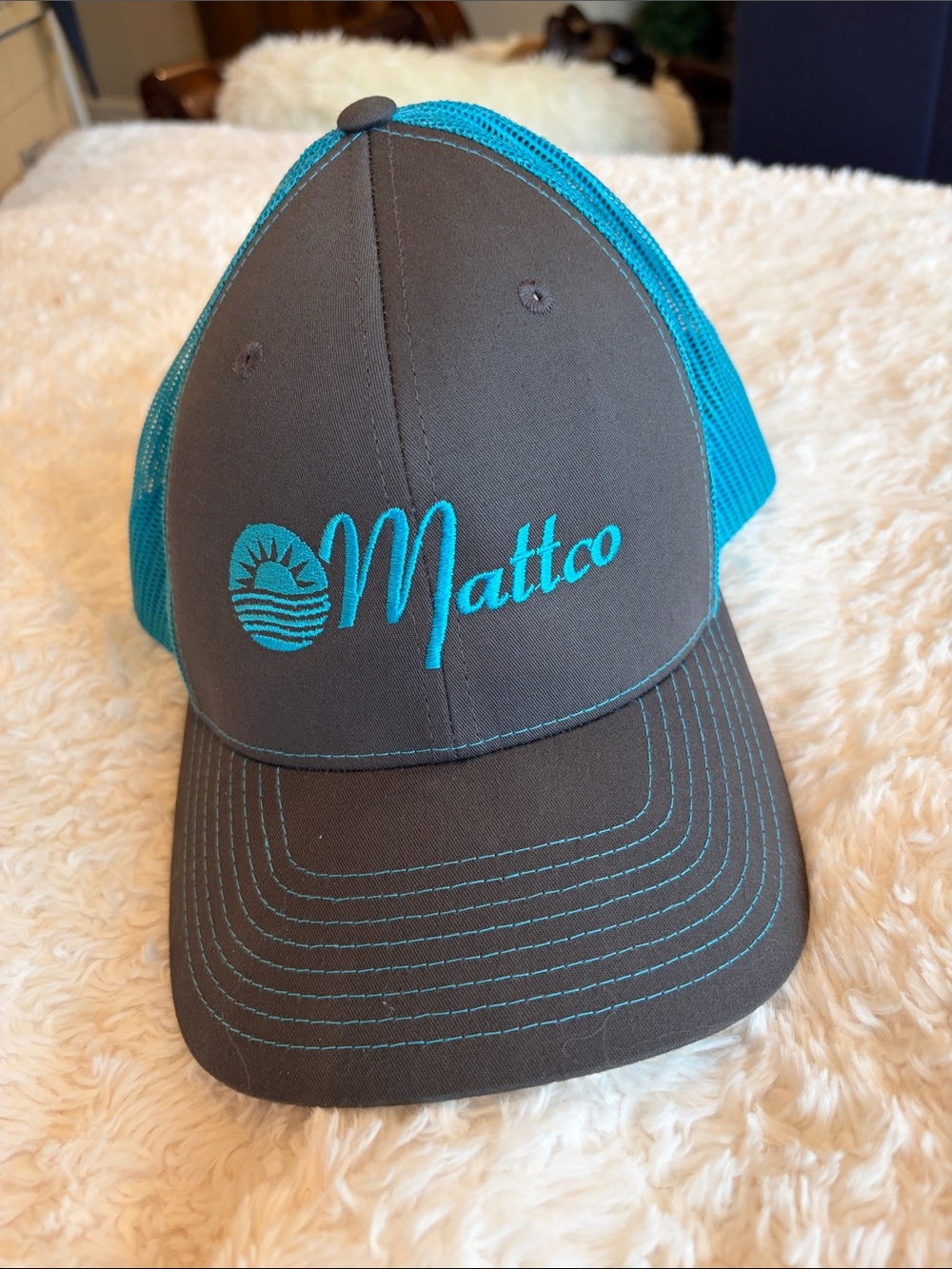 Mattco Trucker Hat in Gray and Teal